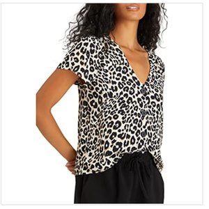 SANCTUARY Modern Shell Blouse Leopard M